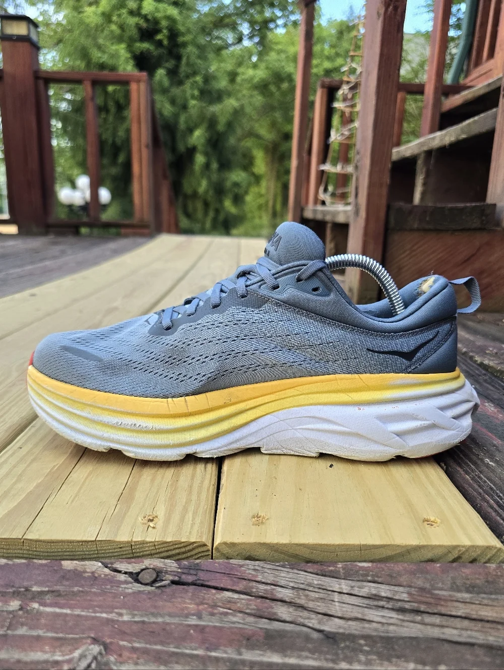 Hoka, Mens Bondi 8 Running Shoe, Goblin Blue/Mountain Spring, Sz 9.5 2E - Picture 7 of 16
